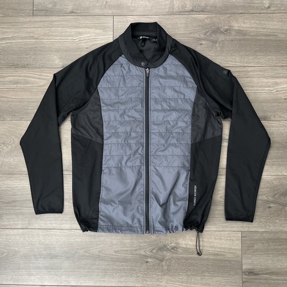 Abacus Count On It Golf Womens M Full Zip Quilted Jacket Gray Black